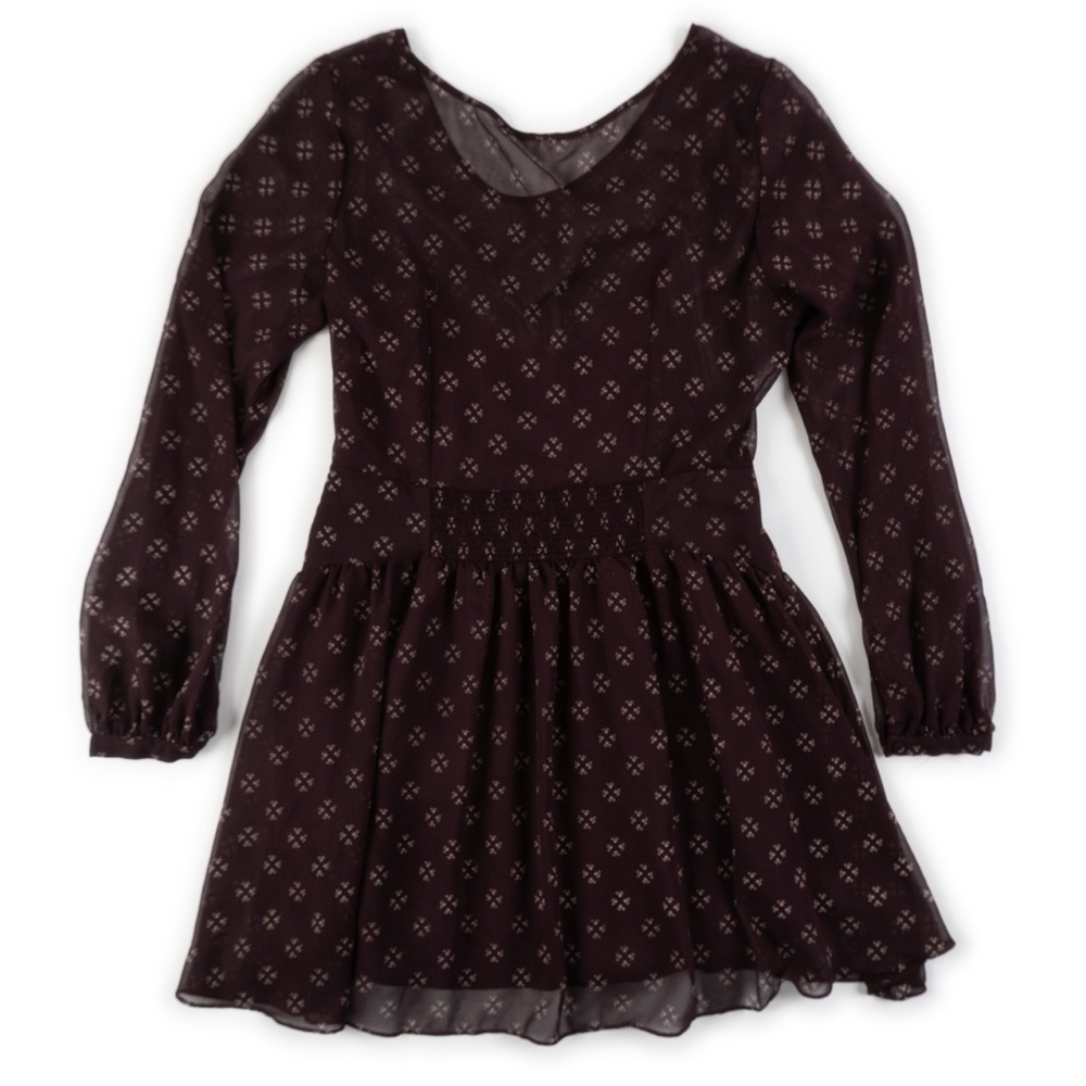 FREE PEOPLE Patterned Dress, Eggplant Color Perfect Condition - Picture 3 of 10